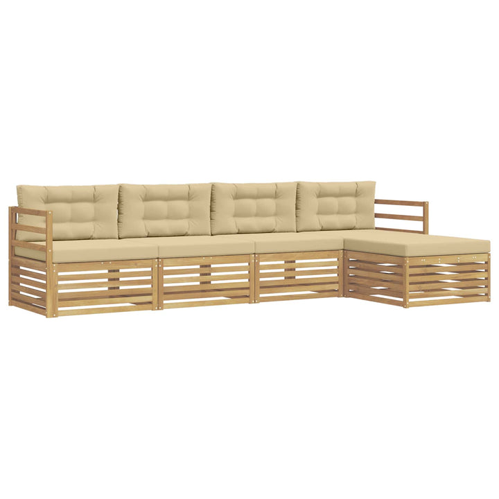 Udendørs sofagruppe 5 stk. Hvid og Beige Polyester
