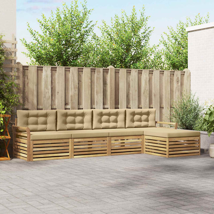 Udendørs sofagruppe 5 pcs Hvid og Beige