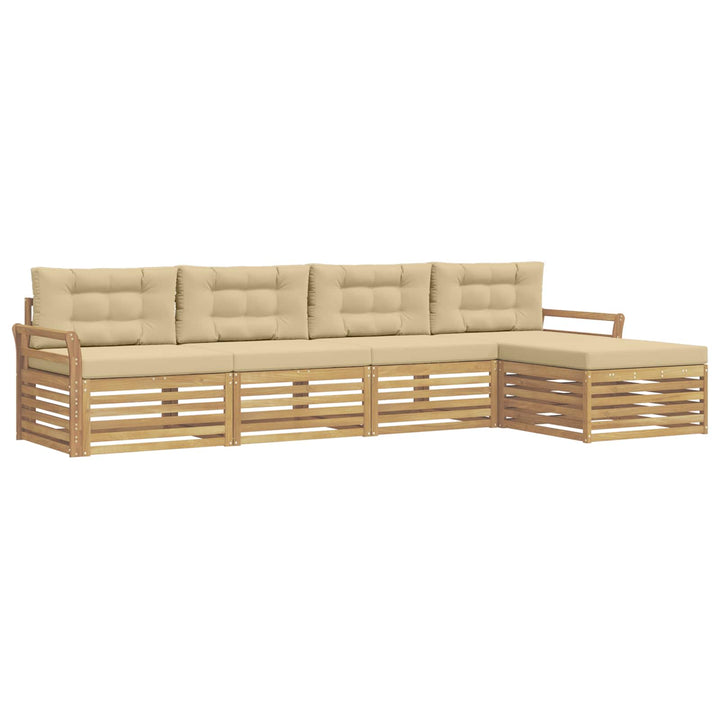 Udendørs sofagruppe 5 pcs Hvid og Beige