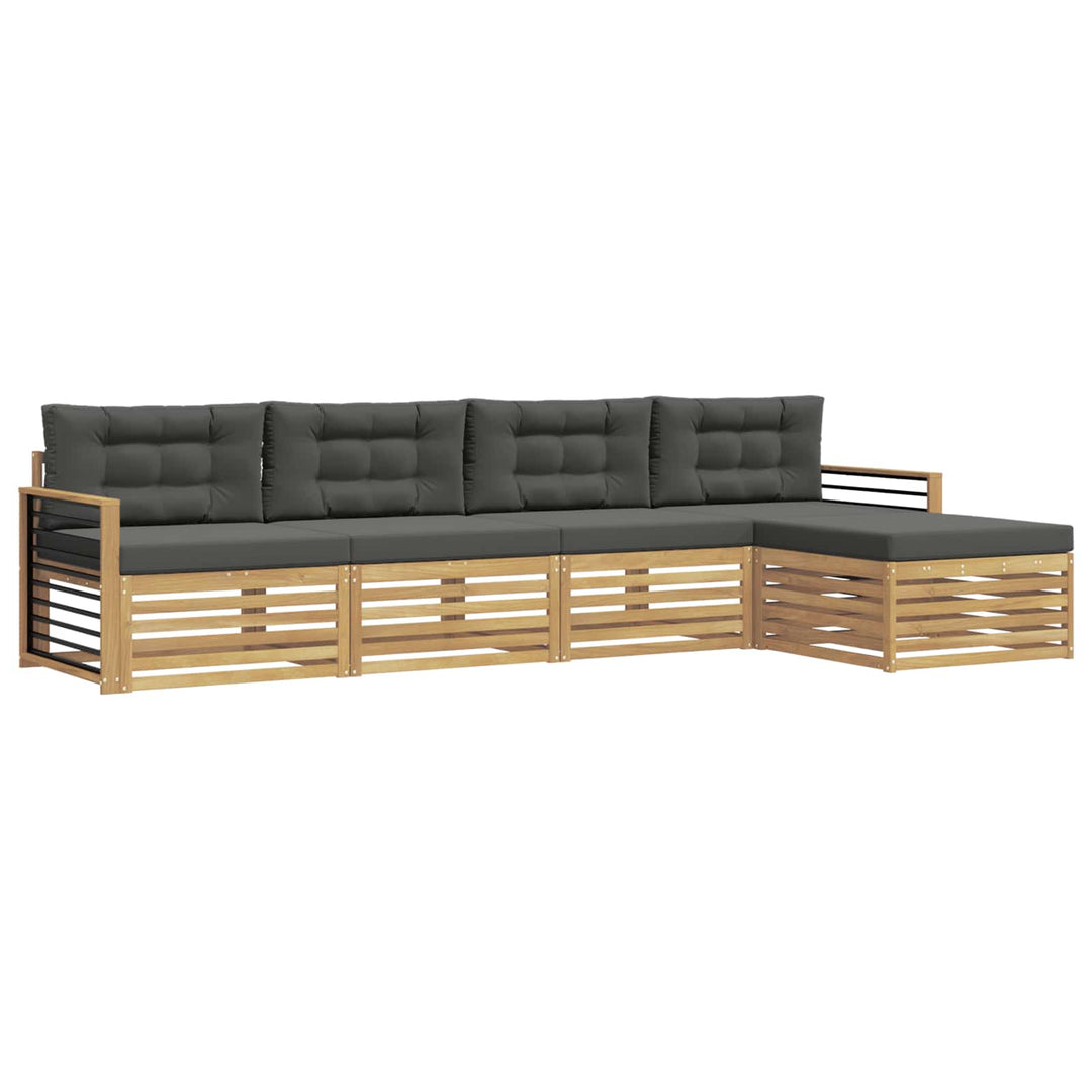 Udendørs sofagruppe med pude 5 pcs Hvid og antracit Polyester
