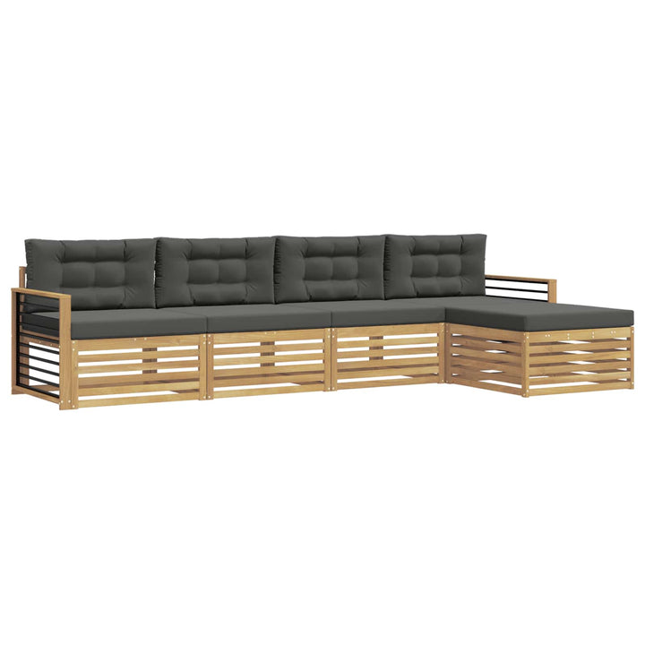 Udendørs sofagruppe med pude 5 pcs Hvid og antracit Polyester