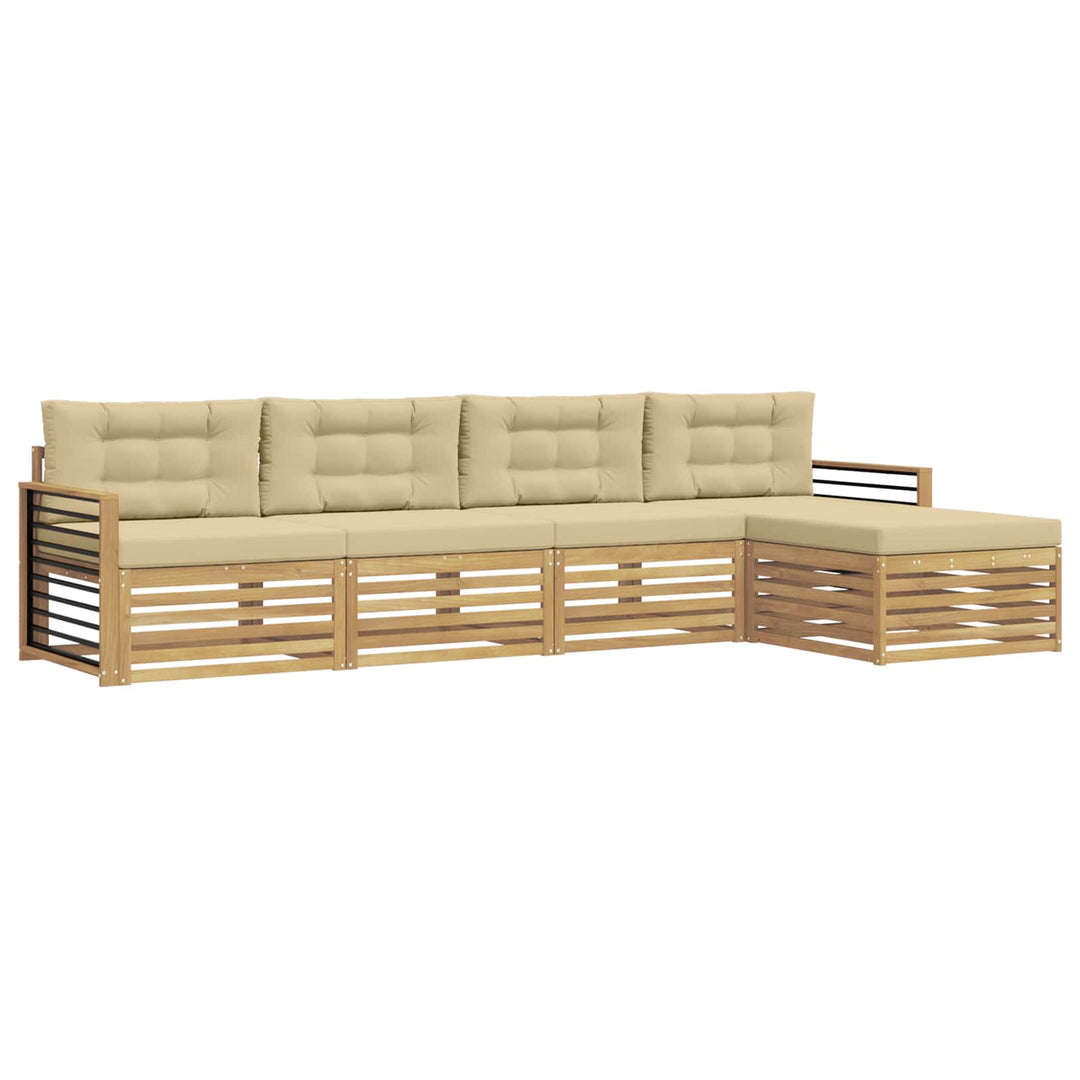 Udendørs sofagruppe 5 stk. Hvid og Beige Polyester