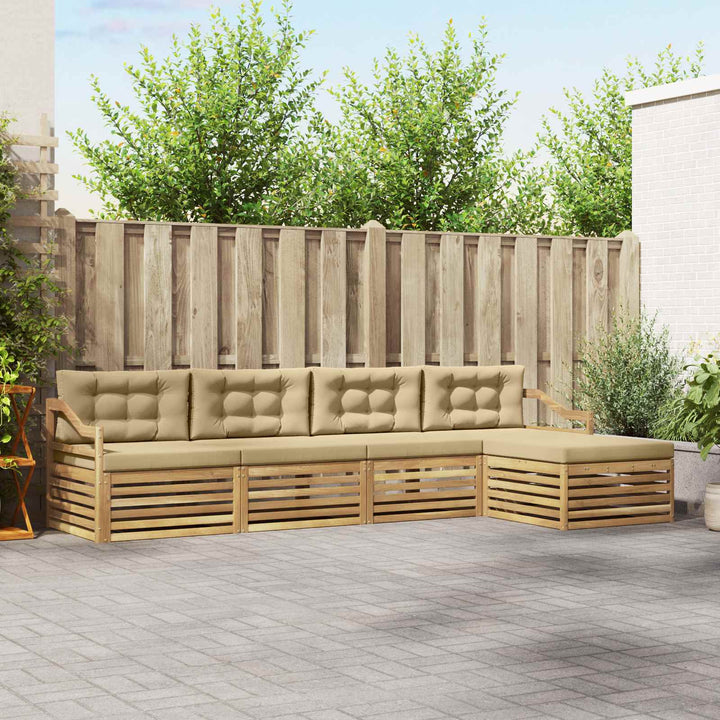 Udendørs sofagruppe 5 stk. Hvid og Beige Polyester