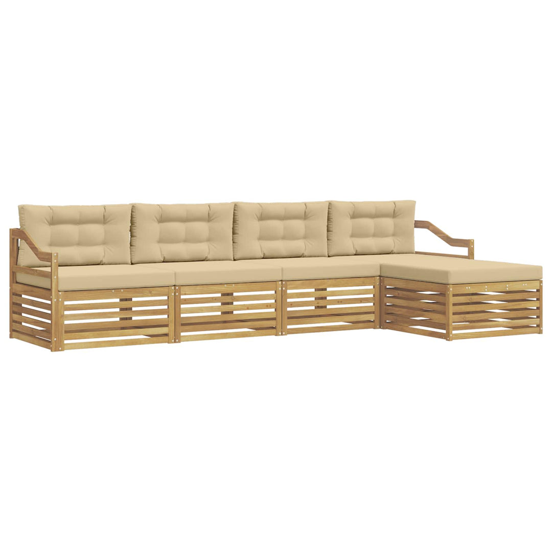 Udendørs sofagruppe 5 stk. Hvid og Beige Polyester