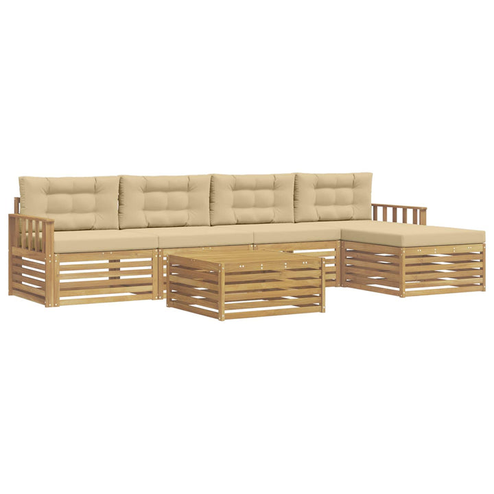 Udendørs sofagruppe 7 stk. Hvid og Beige Polyester