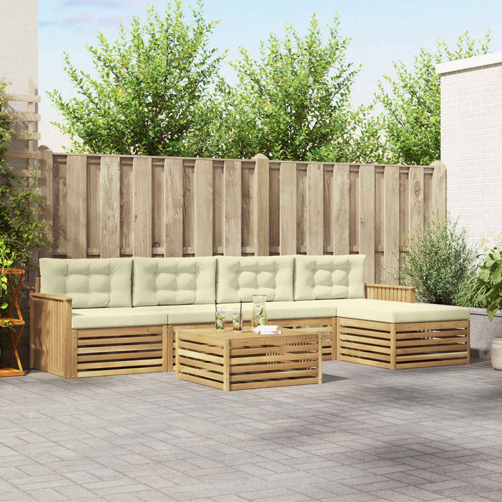 Udendørs sofagruppe 6 pcs Hvid og cremefarvet 79 x 79 x 37 cm