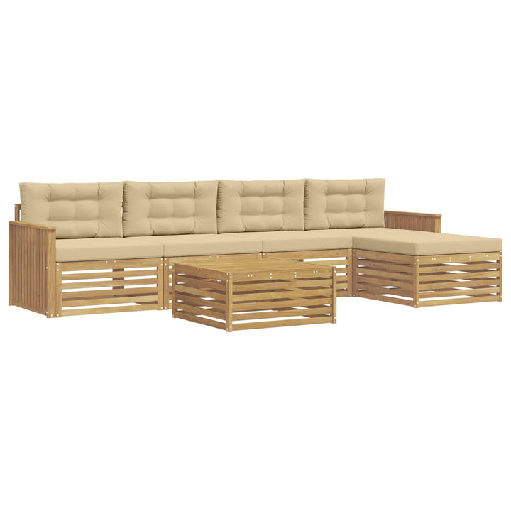 Udendørs sofagruppe 6 pcs Hvid og Beige 79 x 79 x 37 cm