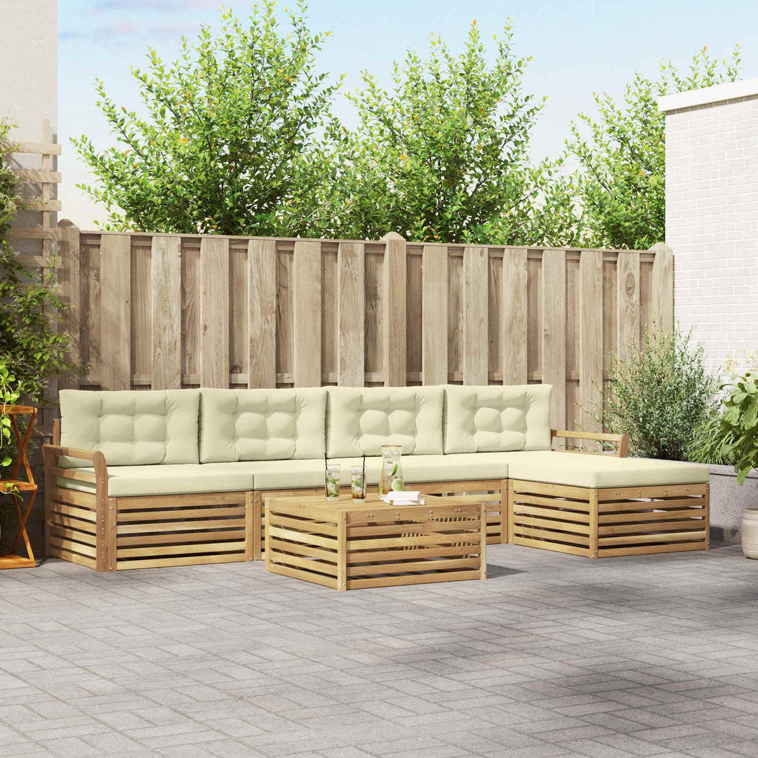 Udendørs sofagruppe 6 pcs Hvid og cremefarvet 79 x 79 x 37 cm