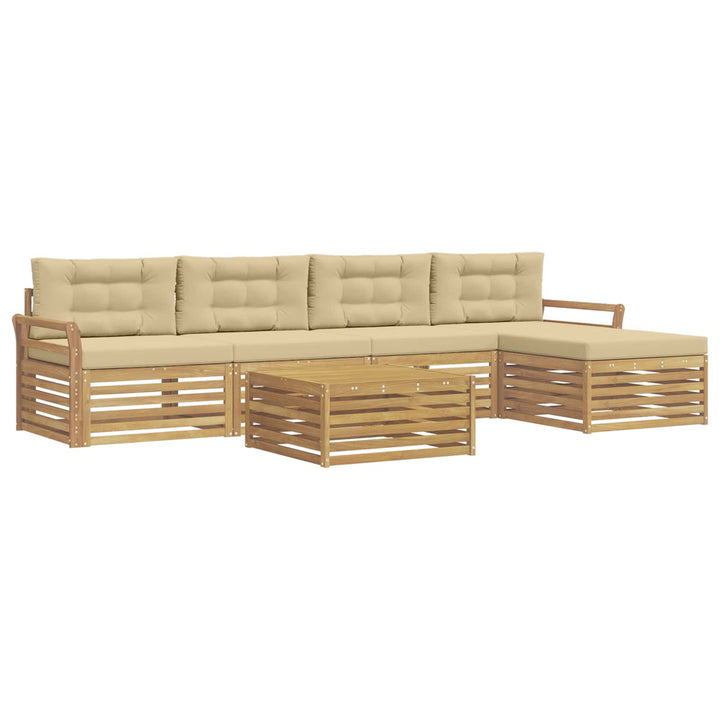 Udendørs sofagruppe 6 pcs Hvid og Beige 79 x 79 x 37 cm