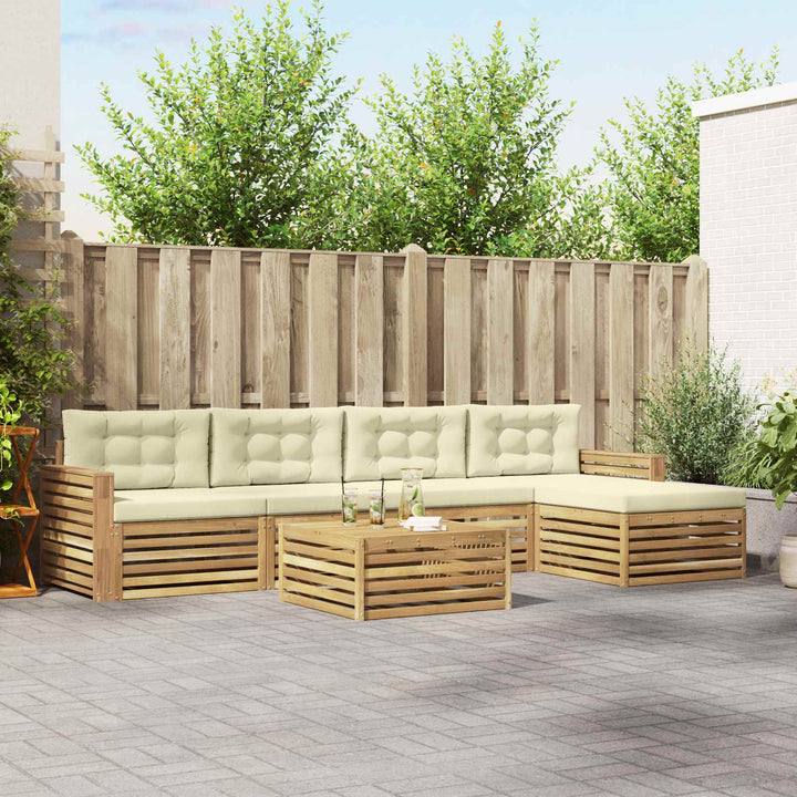 Udendørs sofagruppe 6 pcs Hvid og cremefarvet 79 x 79 x 37 cm