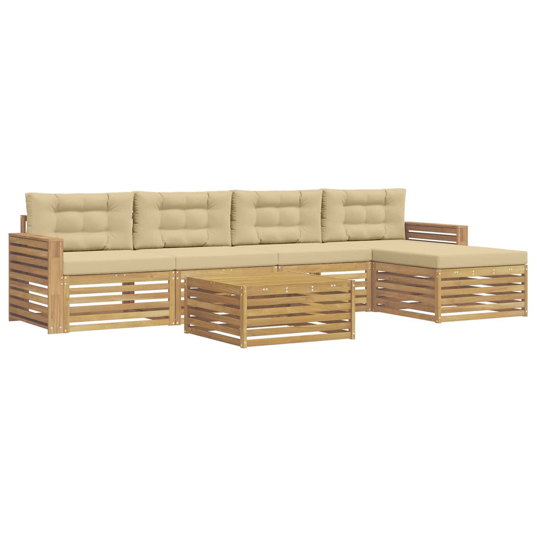 Udendørs sofagruppe 6 pcs Hvid og Beige 79 x 79 x 37 cm