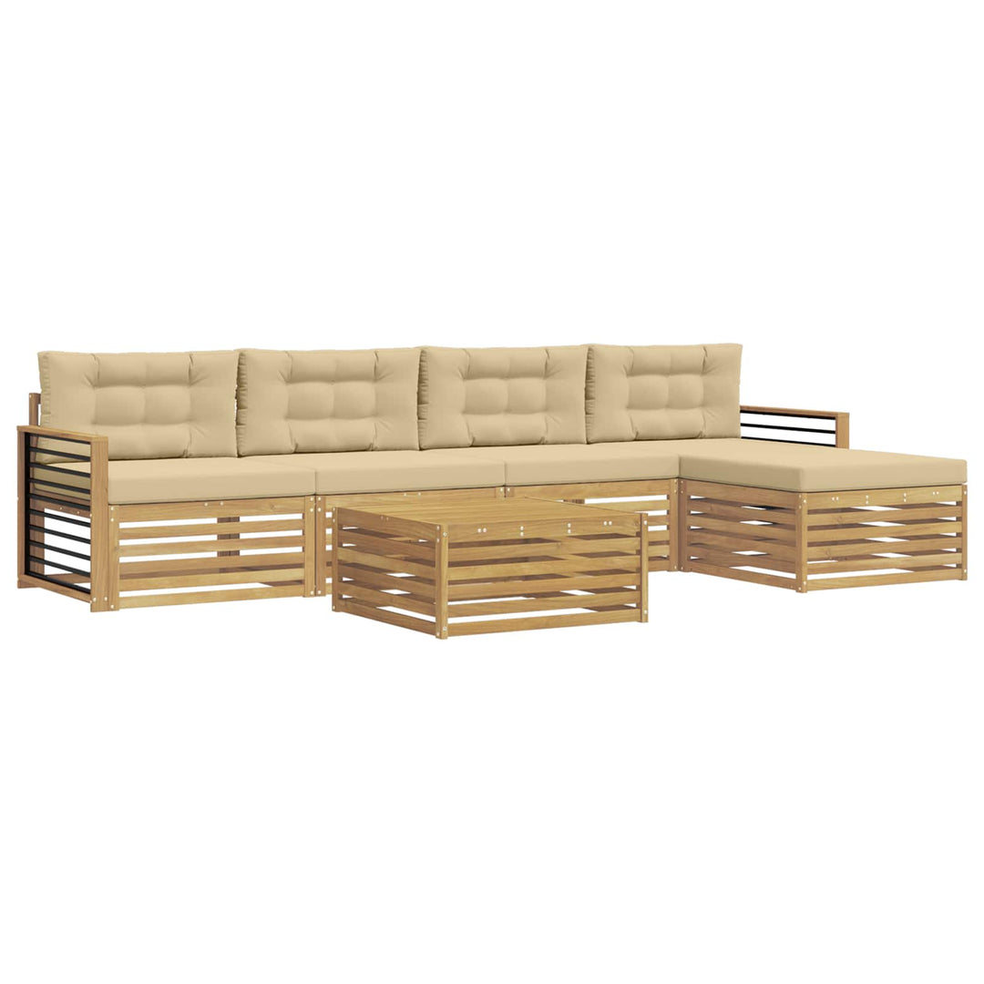 Udendørs sofagruppe 7 stk. Hvid og Beige Polyester