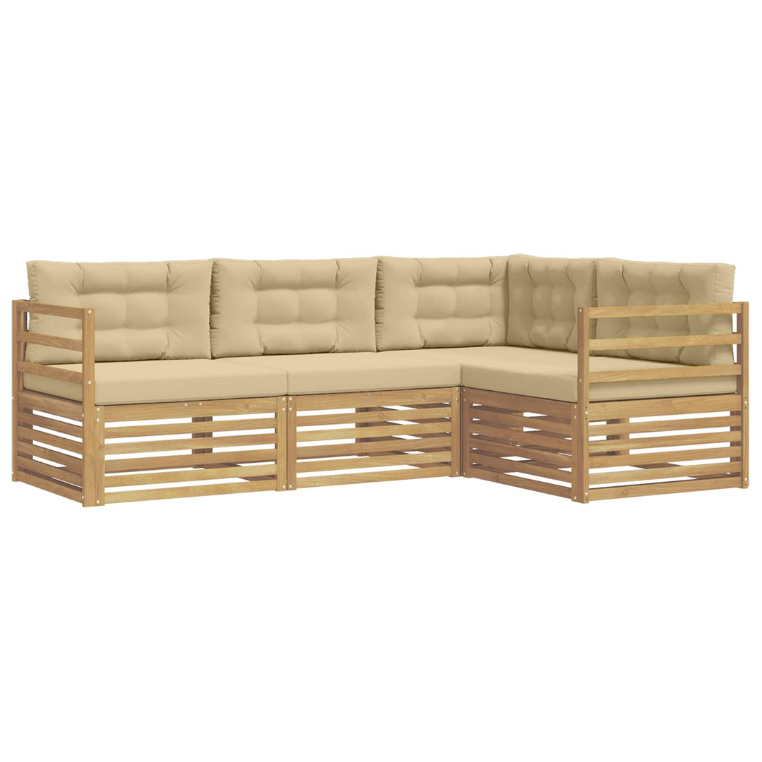 Udendørs sofagruppe 4 stk. Hvid og Beige Polyester