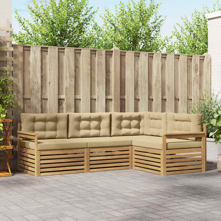 Udendørs sofagruppe 5 stk. Hvid og Beige Polyester
