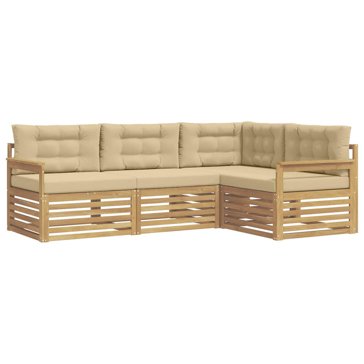 Udendørs sofagruppe 5 stk. Hvid og Beige Polyester