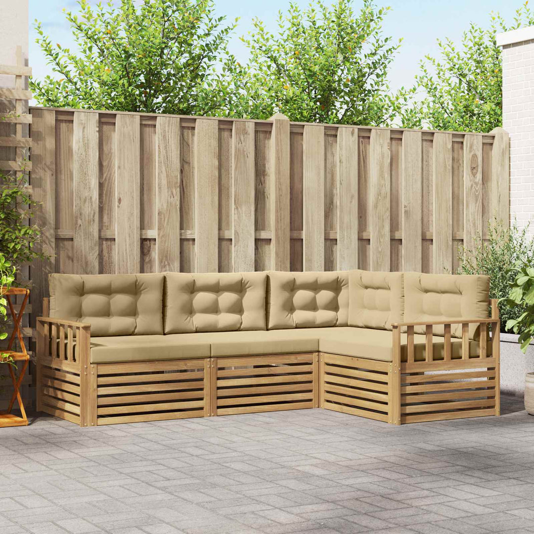 Udendørs sofagruppe 5 stk. Hvid og Beige Polyester