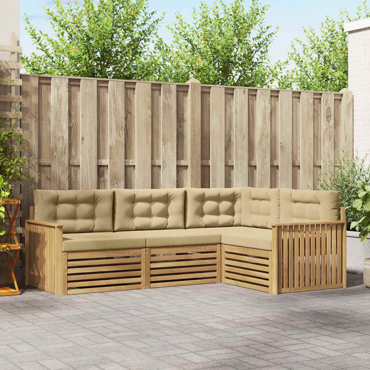 Udendørs sofagruppe 4 pcs Hvid og Beige 247,5 x 168,5 x 73 cm