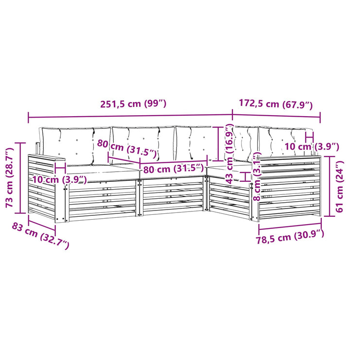 Udendørs sofagruppe 4 pcs Hvid og cremefarvet