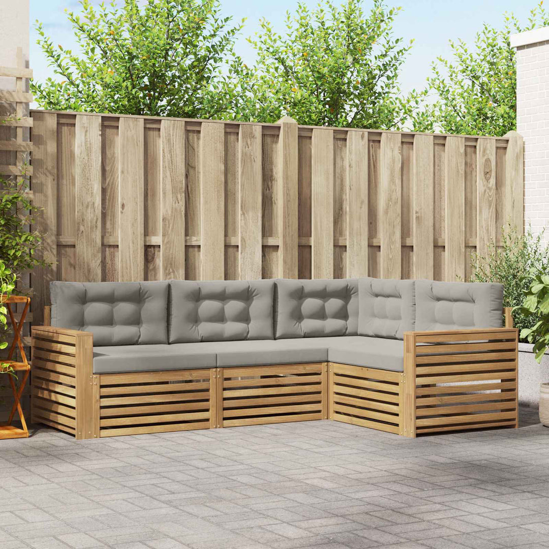 Udendørs sofagruppe 4 pcs Hvid og lysegrå 251,5 x 172,5 x 73 cm