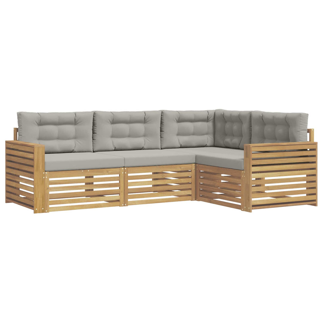 Udendørs sofagruppe 4 pcs Hvid og lysegrå 251,5 x 172,5 x 73 cm