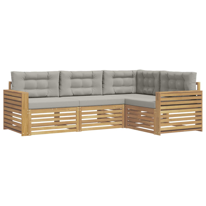 Udendørs sofagruppe 4 pcs Hvid og lysegrå 251,5 x 172,5 x 73 cm