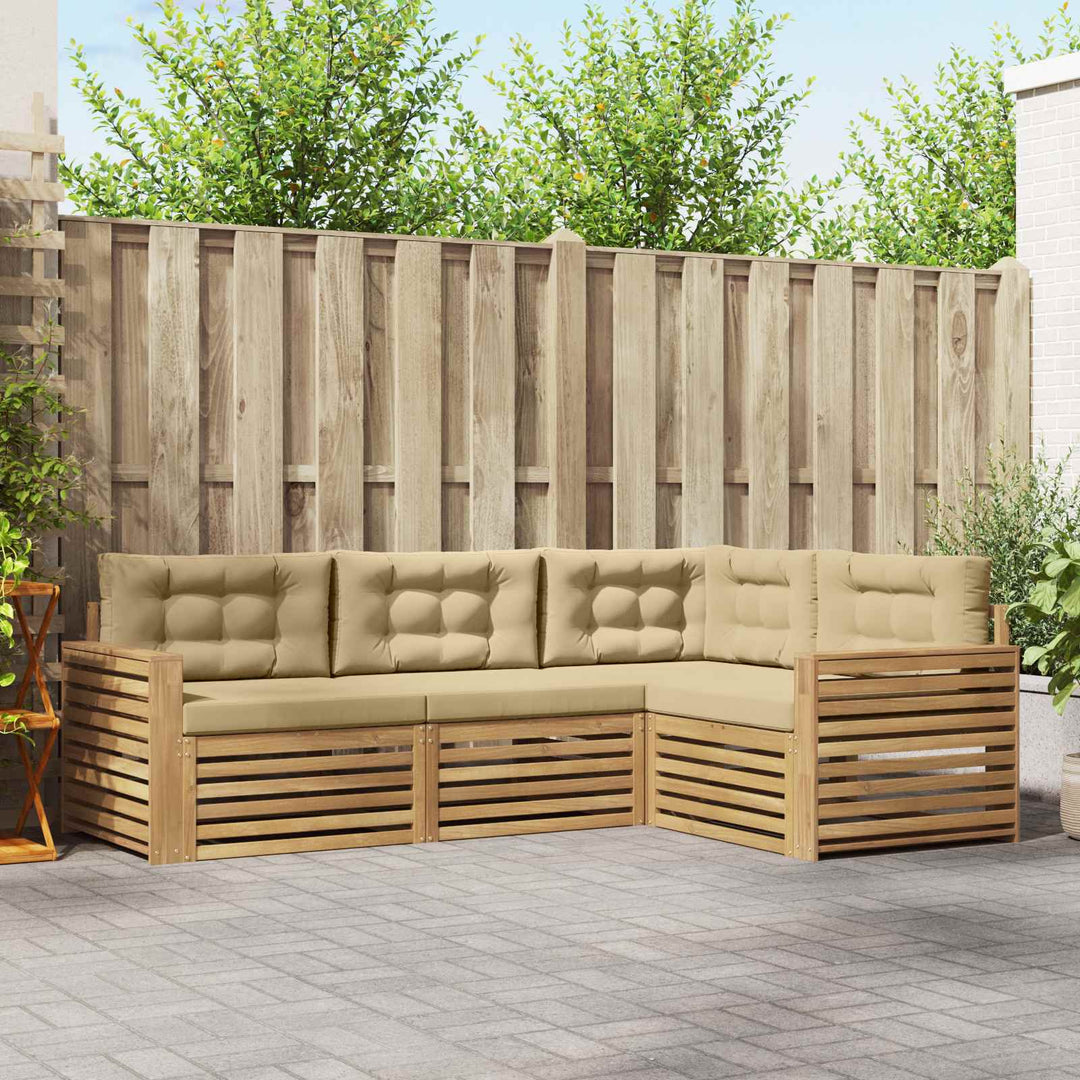 Udendørs sofagruppe 4 pcs Hvid og Beige 251,5 x 172,5 x 73 cm