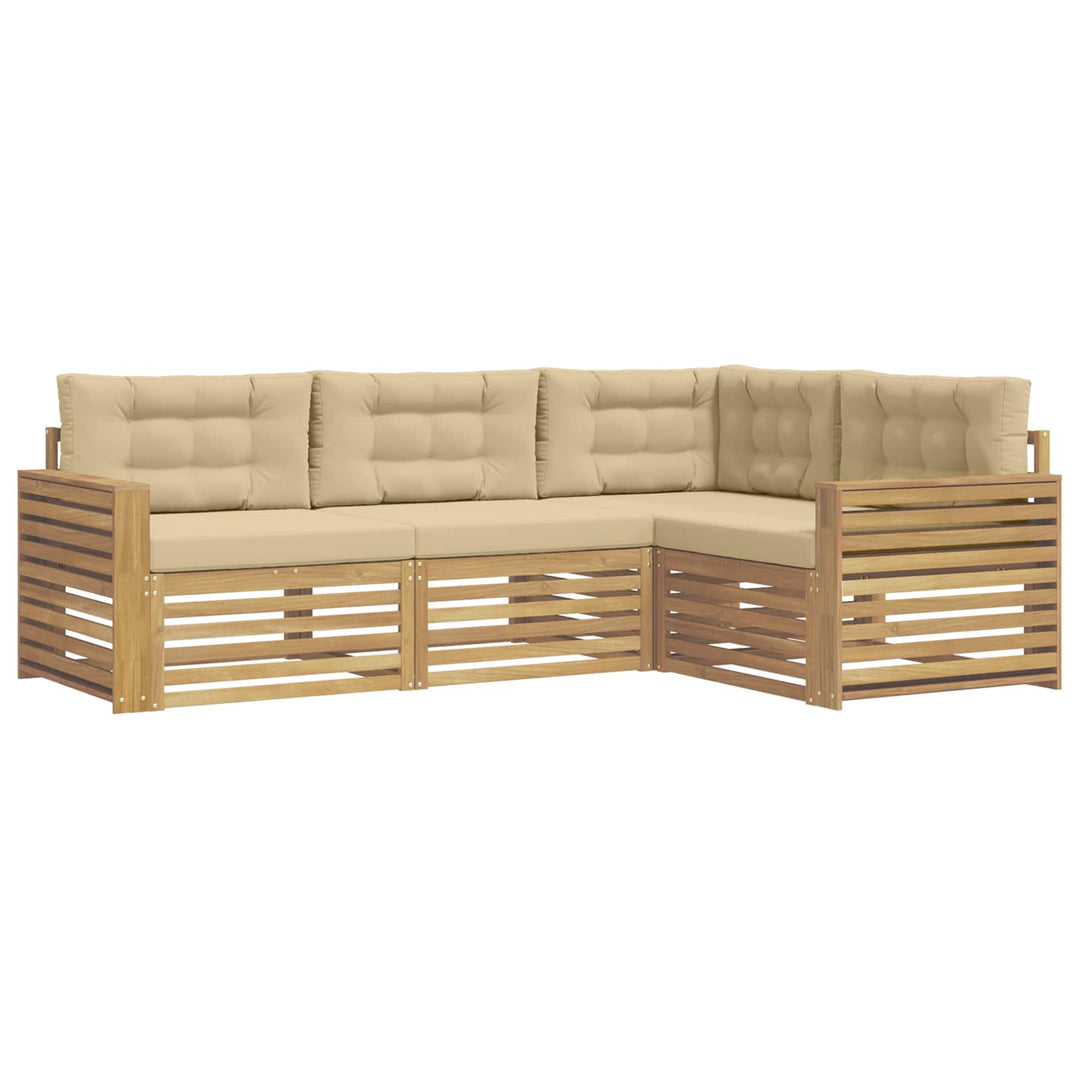 Udendørs sofagruppe 4 pcs Hvid og Beige 251,5 x 172,5 x 73 cm
