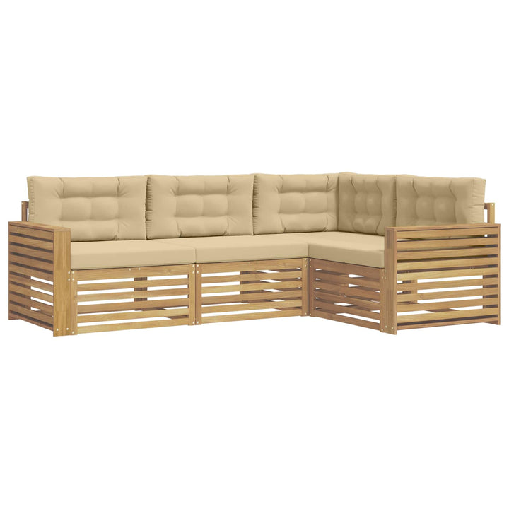 Udendørs sofagruppe 4 pcs Hvid og Beige 251,5 x 172,5 x 73 cm
