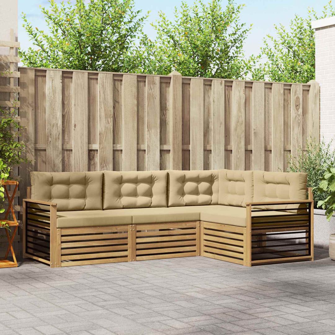 Udendørs sofagruppe 5 stk. Hvid og Beige Polyester