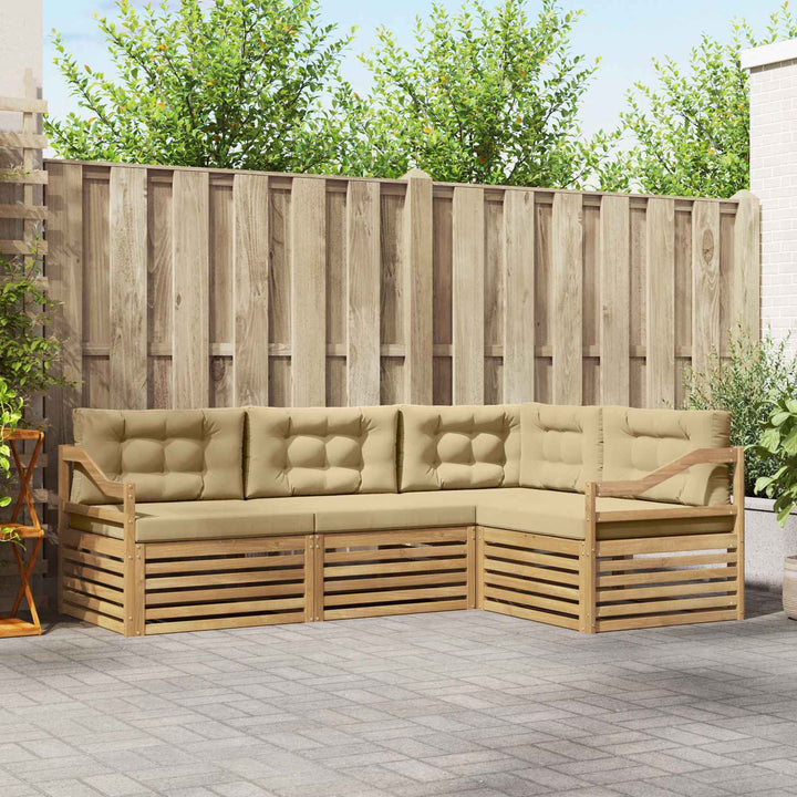 Udendørs sofagruppe 4 stk. Hvid og Beige Polyester