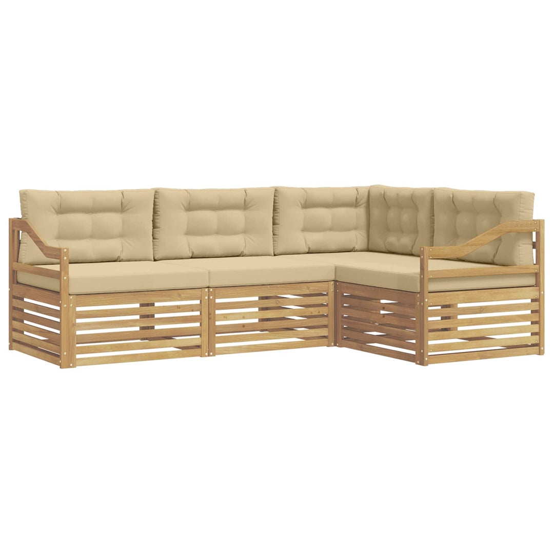 Udendørs sofagruppe 4 stk. Hvid og Beige Polyester