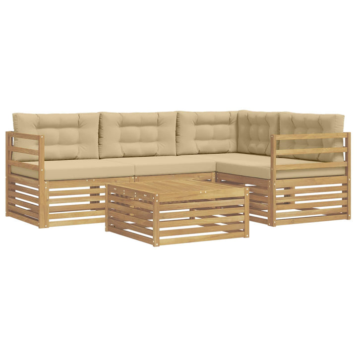 Udendørs sofagruppe 5 stk. Hvid og Beige Polyester