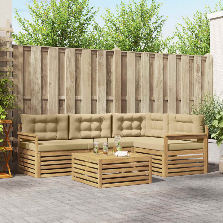 Udendørs sofagruppe 6 stk. Hvid og Beige Polyester
