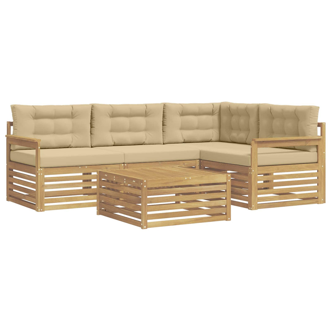 Udendørs sofagruppe 6 stk. Hvid og Beige Polyester