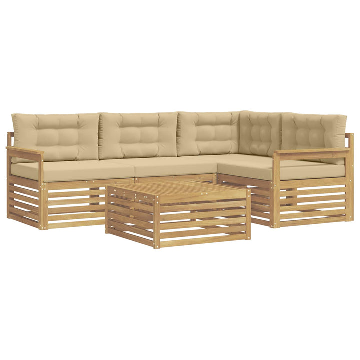 Udendørs sofagruppe 6 stk. Hvid og Beige Polyester