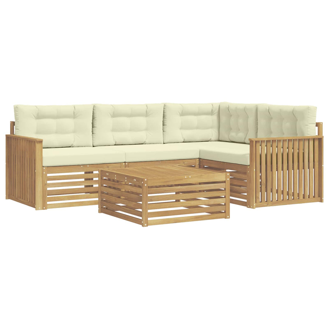 Udendørs sofagruppe 5 pcs Hvid og cremefarvet 79 x 79 x 37 cm