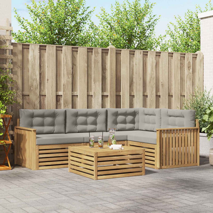 Udendørs sofagruppe 5 pcs Hvid og lysegrå 79 x 79 x 37 cm