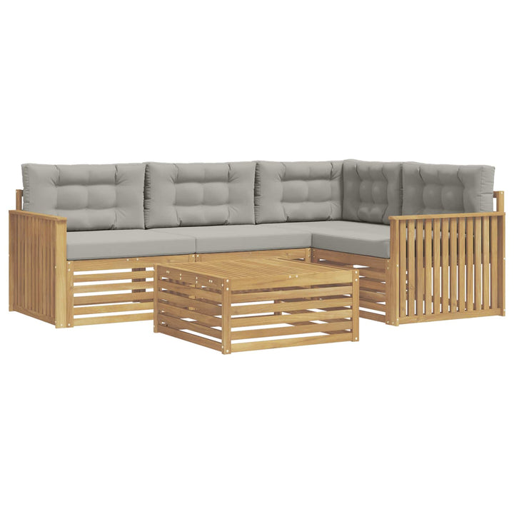Udendørs sofagruppe 5 pcs Hvid og lysegrå 79 x 79 x 37 cm