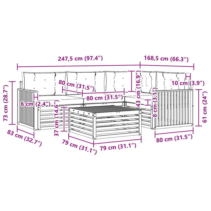 Udendørs sofagruppe 5 pcs Hvid og lysegrå 79 x 79 x 37 cm