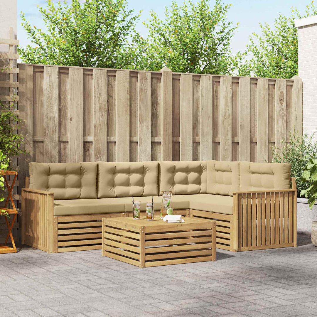 Udendørs sofagruppe 5 pcs Hvid og Beige 79 x 79 x 37 cm