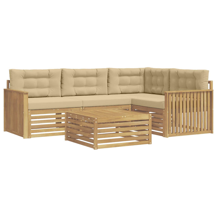 Udendørs sofagruppe 5 pcs Hvid og Beige 79 x 79 x 37 cm