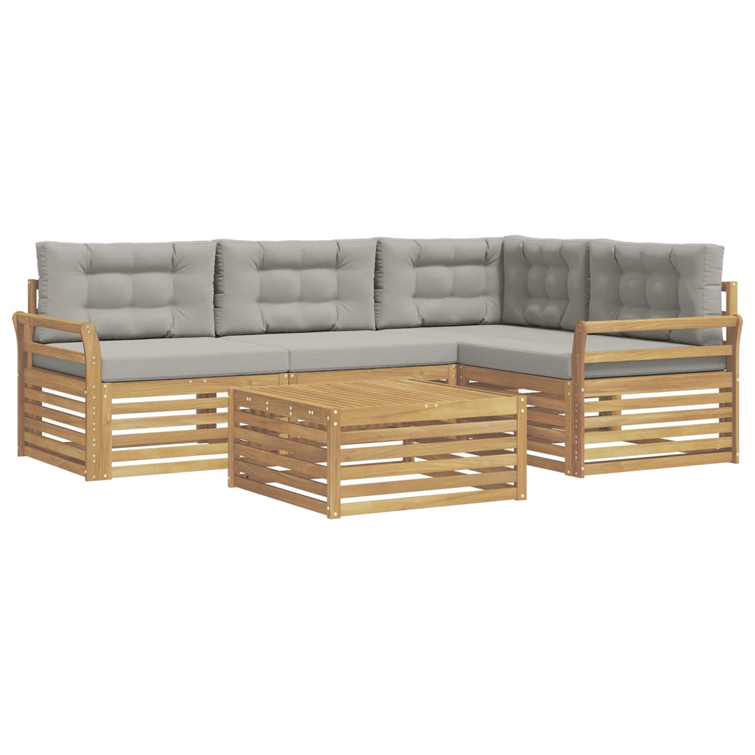 Udendørs sofagruppe 5 pcs Hvid og lysegrå 79 x 79 x 37 cm