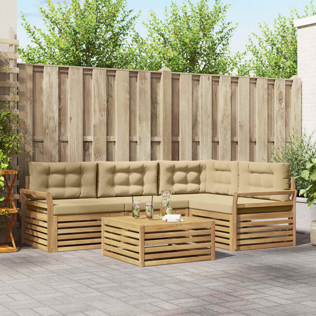 Udendørs sofagruppe 5 pcs Hvid og Beige 79 x 79 x 37 cm