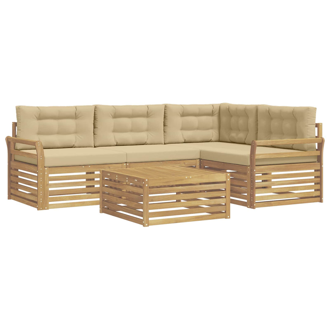 Udendørs sofagruppe 5 pcs Hvid og Beige 79 x 79 x 37 cm