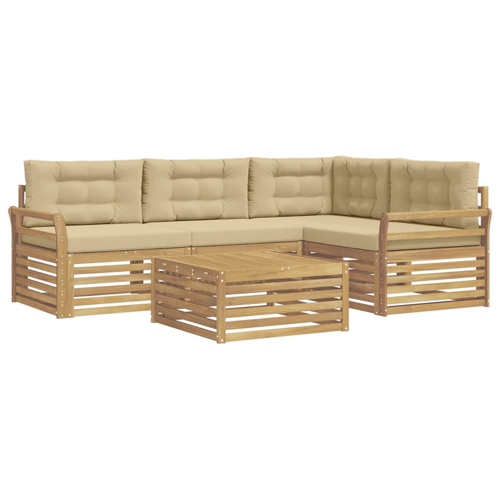 Udendørs sofagruppe 5 pcs Hvid og Beige 79 x 79 x 37 cm
