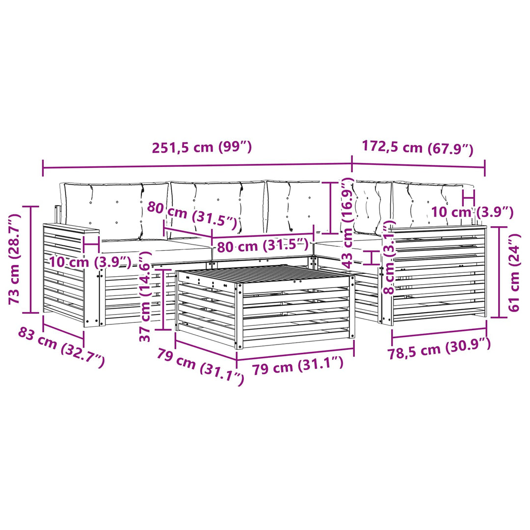 Udendørs sofagruppe 5 pcs Hvid og cremefarvet 79 x 79 x 37 cm