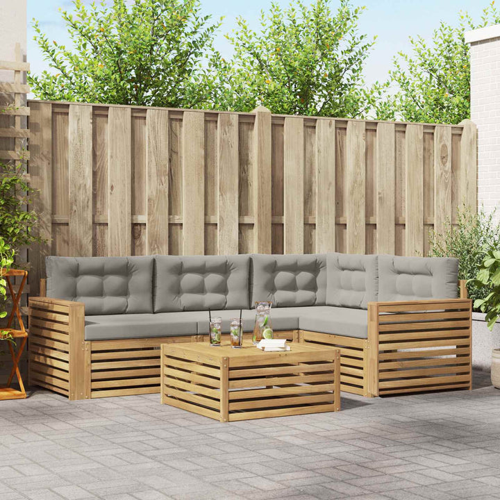 Udendørs sofagruppe 5 pcs Hvid og lysegrå 79 x 79 x 37 cm