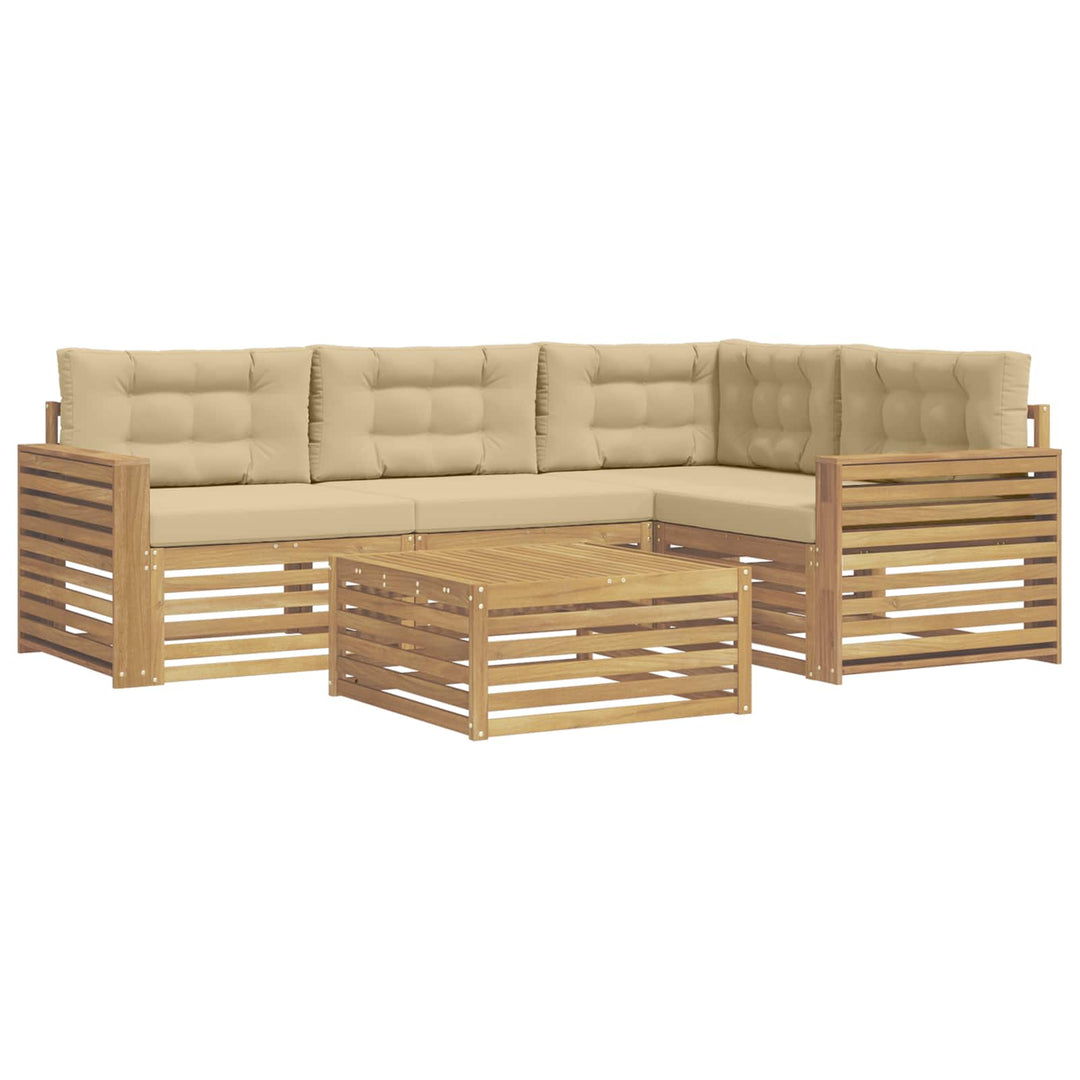 Udendørs sofagruppe 5 pcs Hvid og Beige 79 x 79 x 37 cm