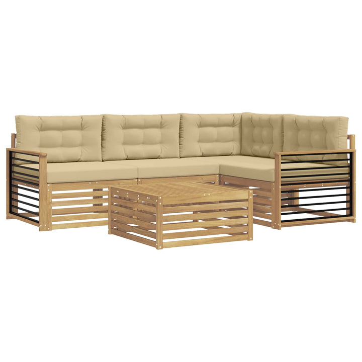 Udendørs sofagruppe 6 stk. Hvid og Beige Polyester
