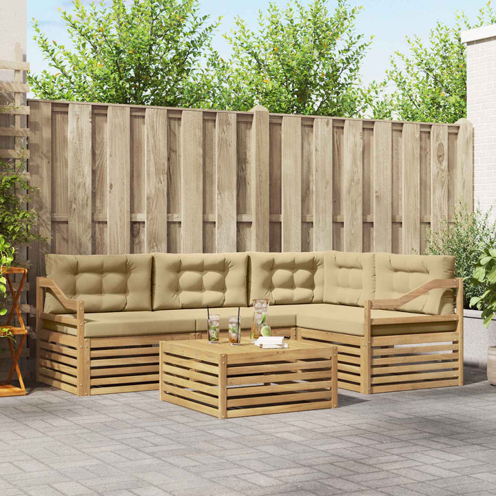 Udendørs sofagruppe 5 stk. Hvid og Beige Polyester